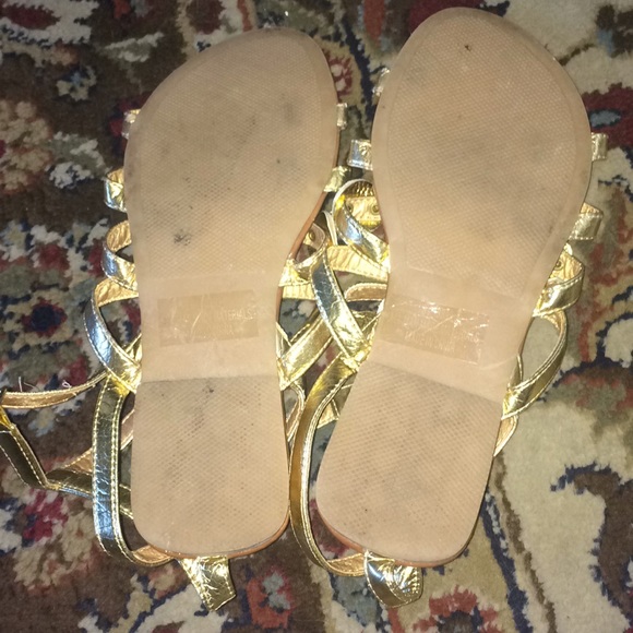 Gold,Studded Gladiator Slippers Good UsedCondition - Picture 3 of 4